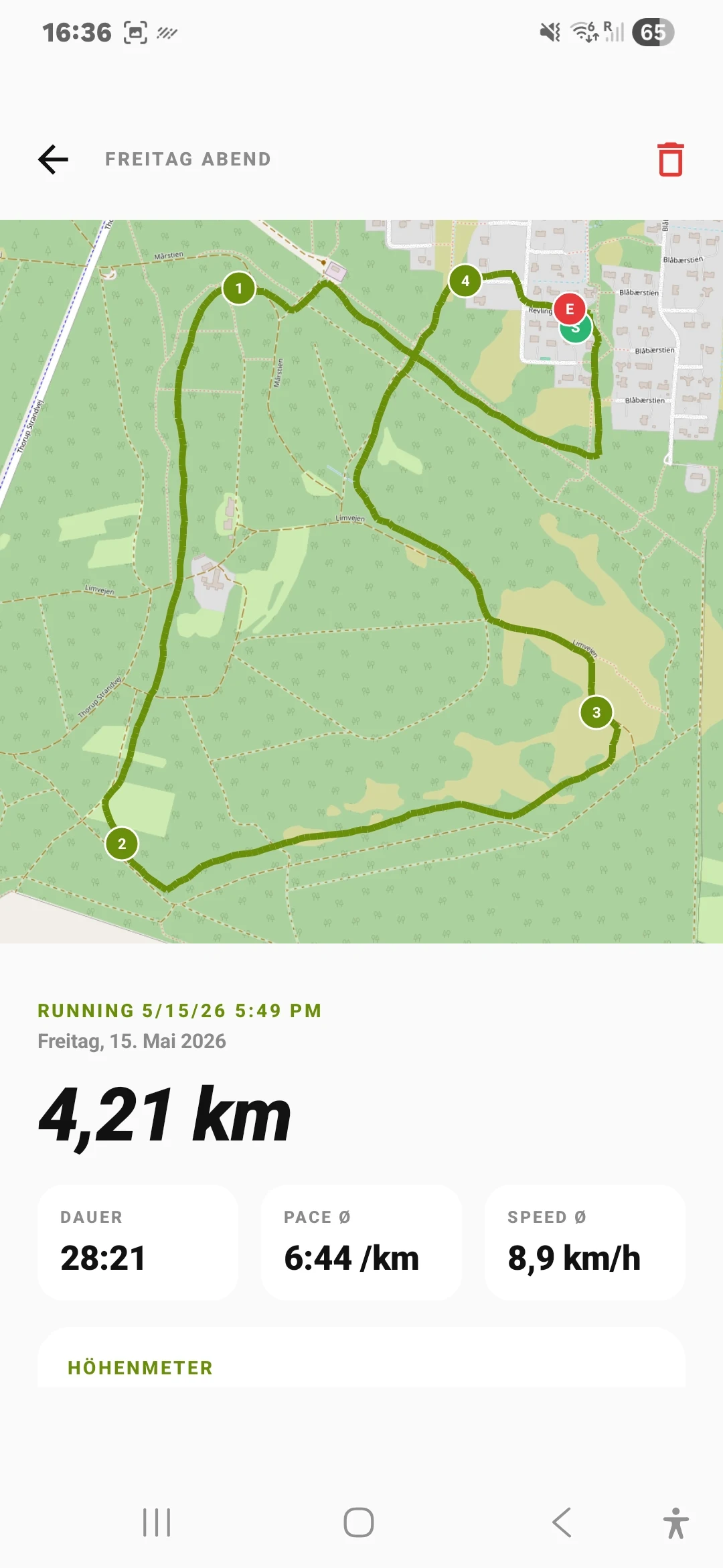 Aktivitäts-Detail mit Route auf der Karte